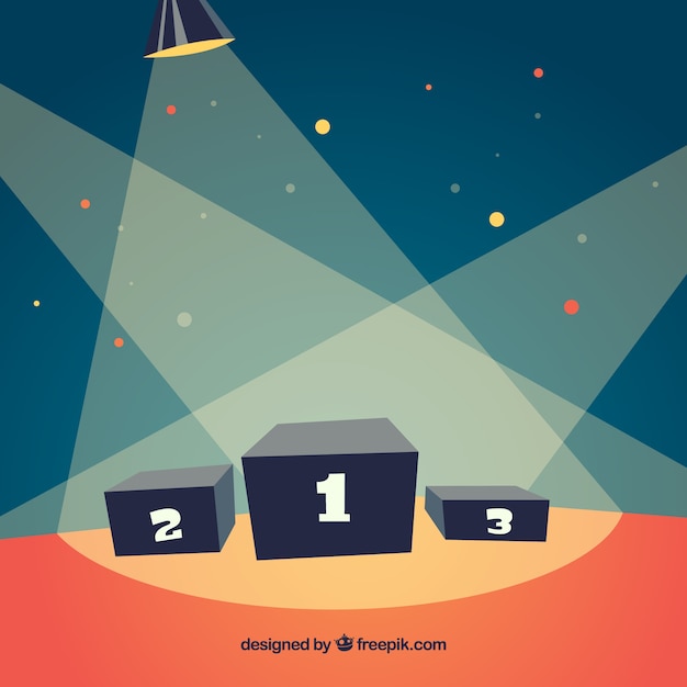 Flat stage podium with elegant lightning Free Vector