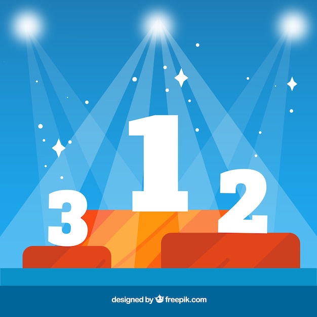 Flat stage podium with elegant lightning Free Vector
