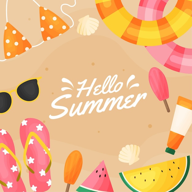 Free Vector | Flat style hello summer