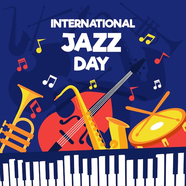 Free Vector Flat style international jazz day