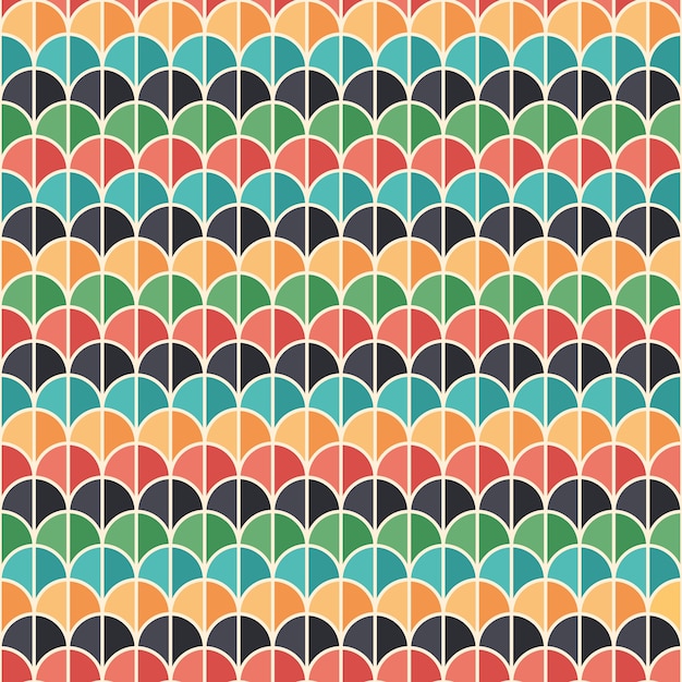 Flat style seamless pattern with colorful semicircles. Premium Vector