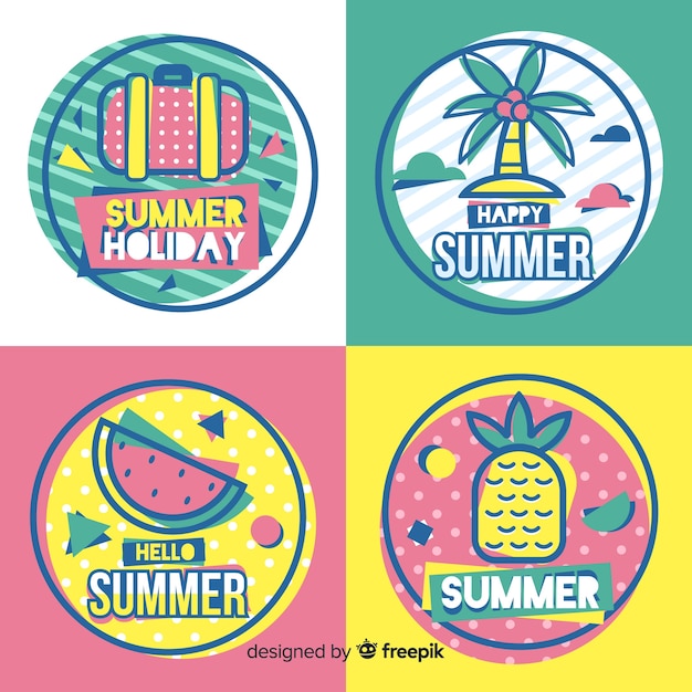Free Vector | Flat summer badge collection