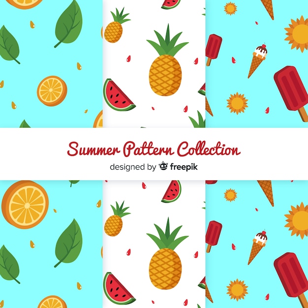 Flat summer pattern collection Free Vector