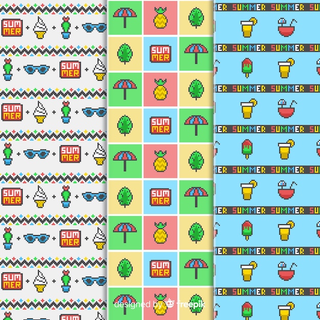 Flat summer pattern collection Free Vector
