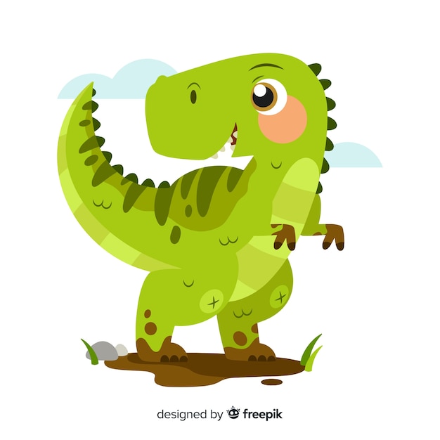 Flat t-rex dinosaur background Free Vector