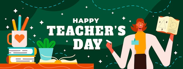 Free Vector | Flat teachers' day social media cover template