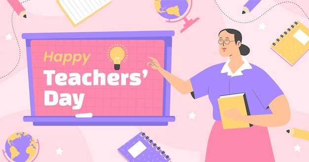 Free Vector | Flat teachers' day social media post template