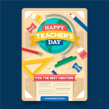 Free Vector | Flat teachers' day vertical poster template