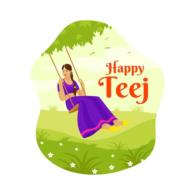 Free Vector | Flat teej festival celebration illustration