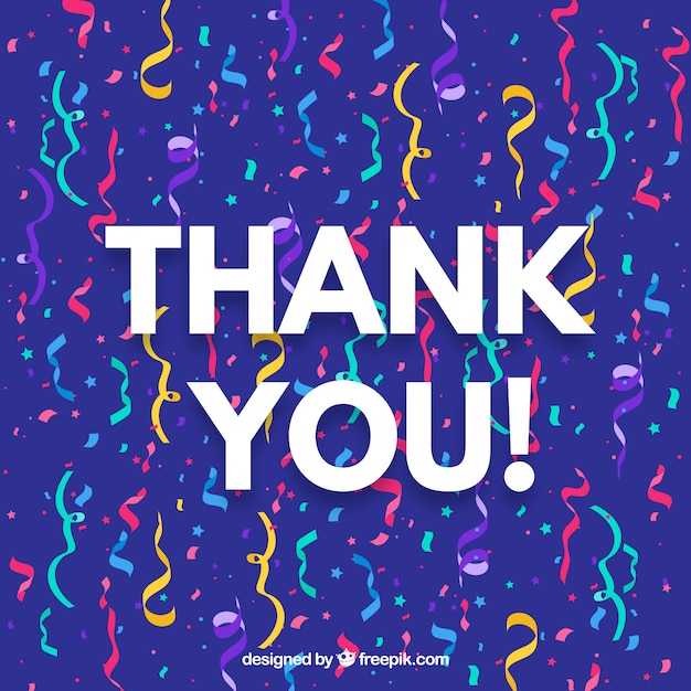 Flat thank you composition with confetti | Free Vector