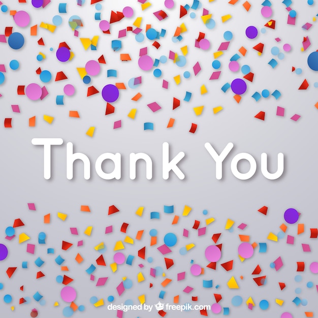 Flat thank you composition with confetti | Free Vector