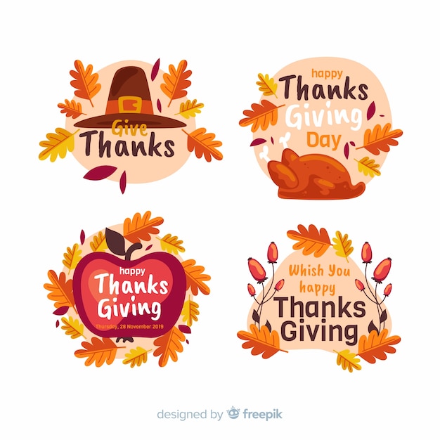 Free Vector | Flat thanksgiving label / badge collection