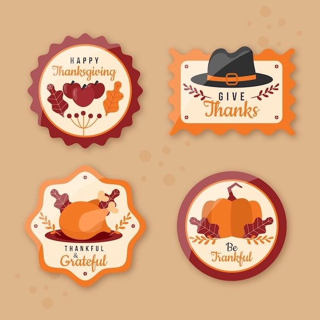 Free Vector | Flat Thanksgiving Label Collection