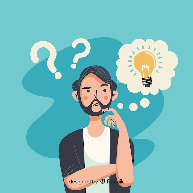 Flat thinking concept Premium Vector