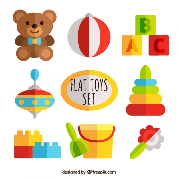 Flat toys set | Free Vector