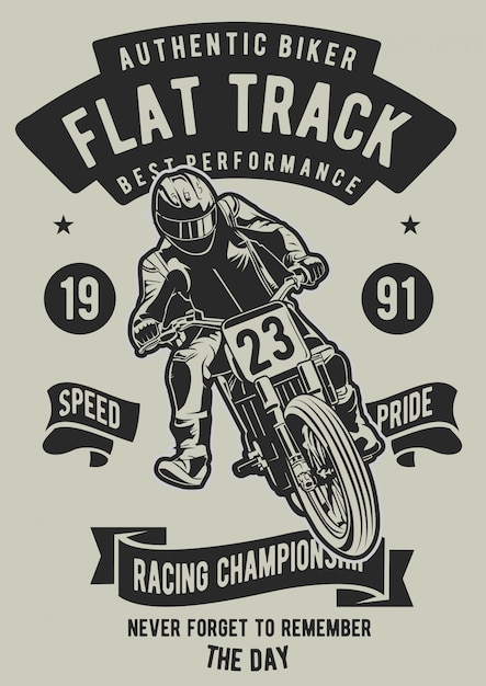 Premium Vector | Flat track biker