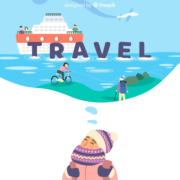 Flat travel background Free Vector