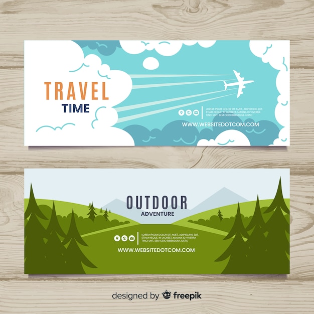 Download Flat travel banner pack | Free Vector