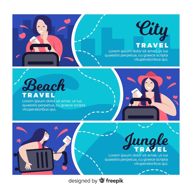 Download Flat travel banner pack | Free Vector