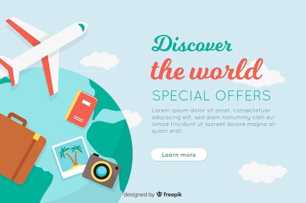 Flat traveling banner template Free Vector
