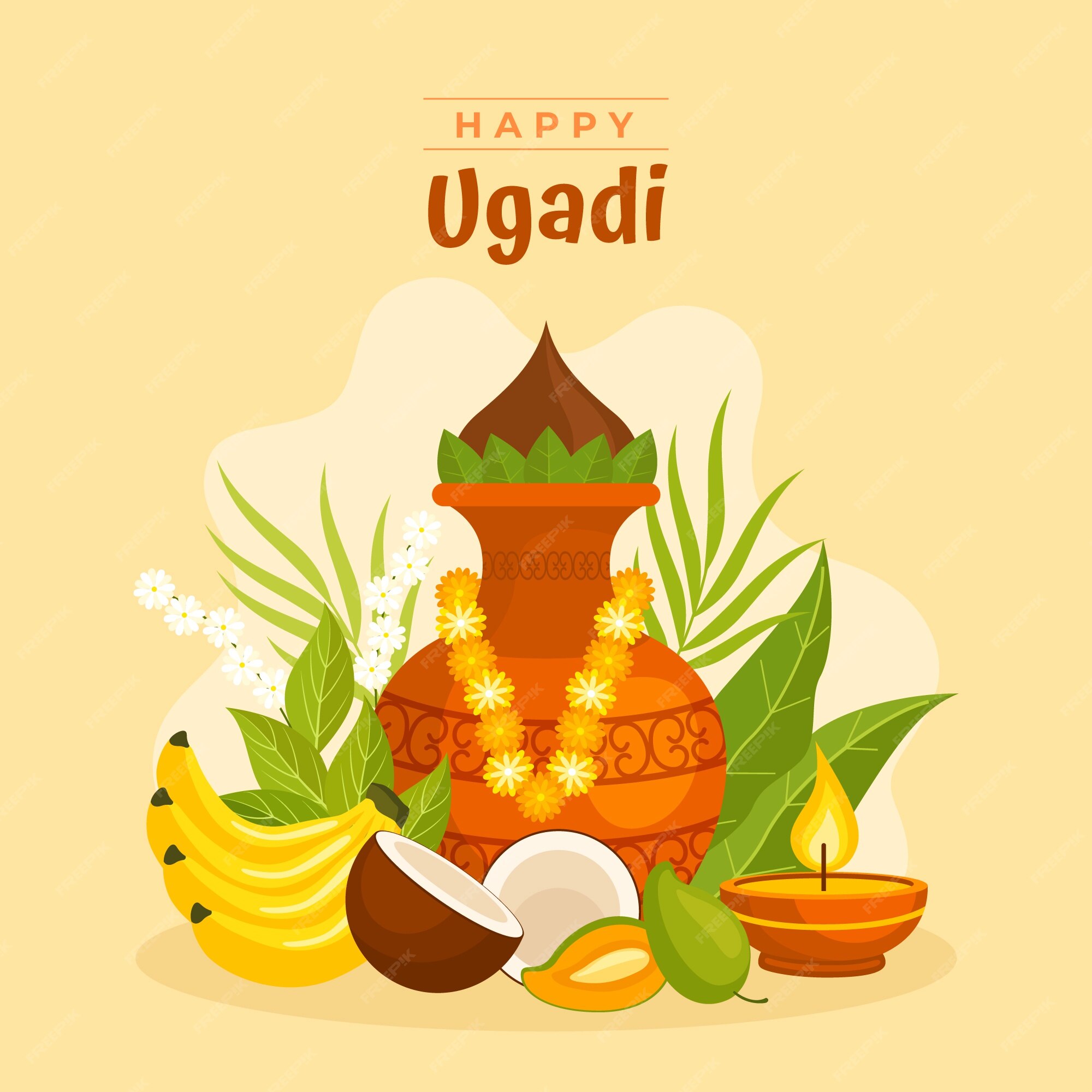 Free Vector | Flat ugadi illustration