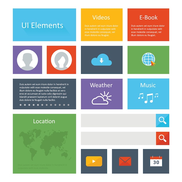 Download Flat ui elements design Vector | Premium Download