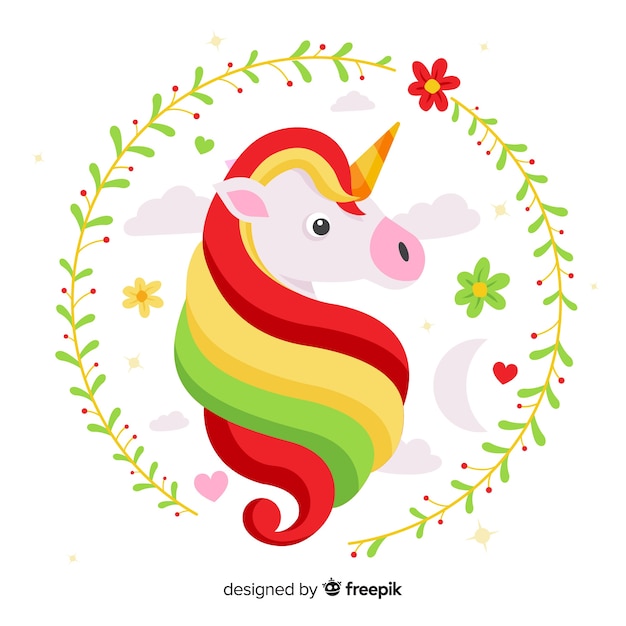 Free Vector | Flat unicorn background