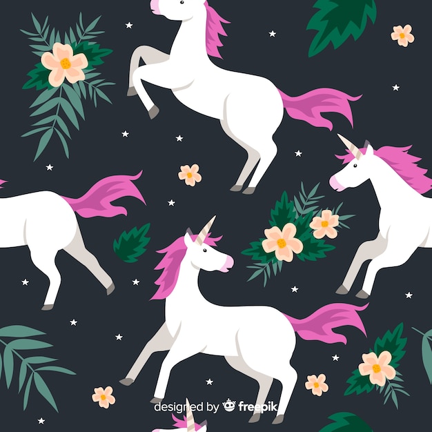 Flat unicorn pattern Free Vector