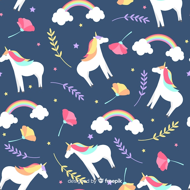Flat unicorn pattern Vector | Free Download