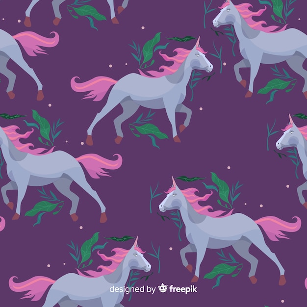 Flat unicorn pattern Free Vector