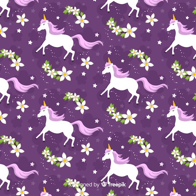 Flat unicorn pattern Free Vector