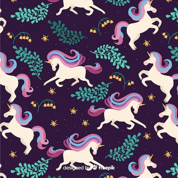 Free Vector | Flat unicorn pattern