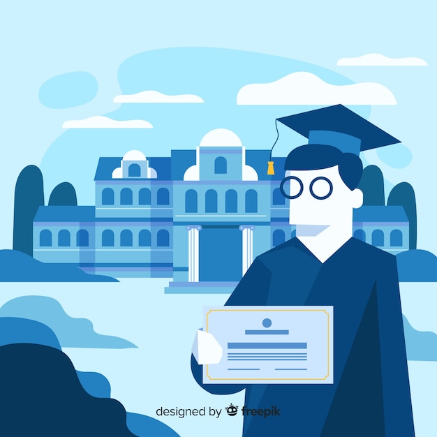 Flat university graduated background Free Vector