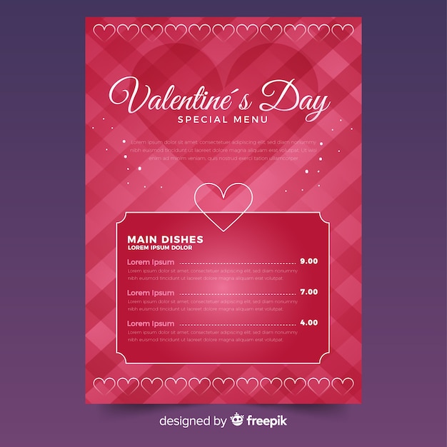 Free Vector | Flat valentine menu template