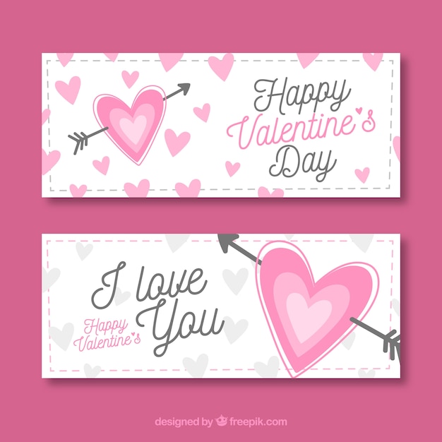 Flat valentine's day banners | Free Vector