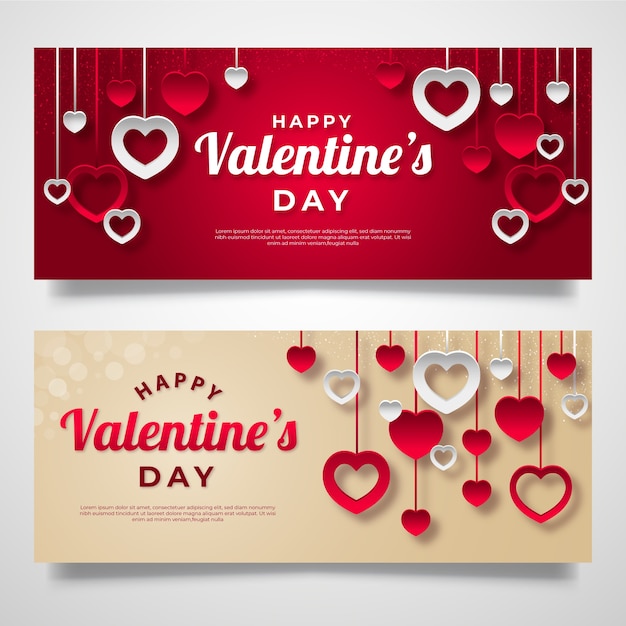 Flat Valentines Day Banners Free Vector