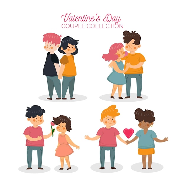 Free Vector | Flat Valentine's Day Couples Collection