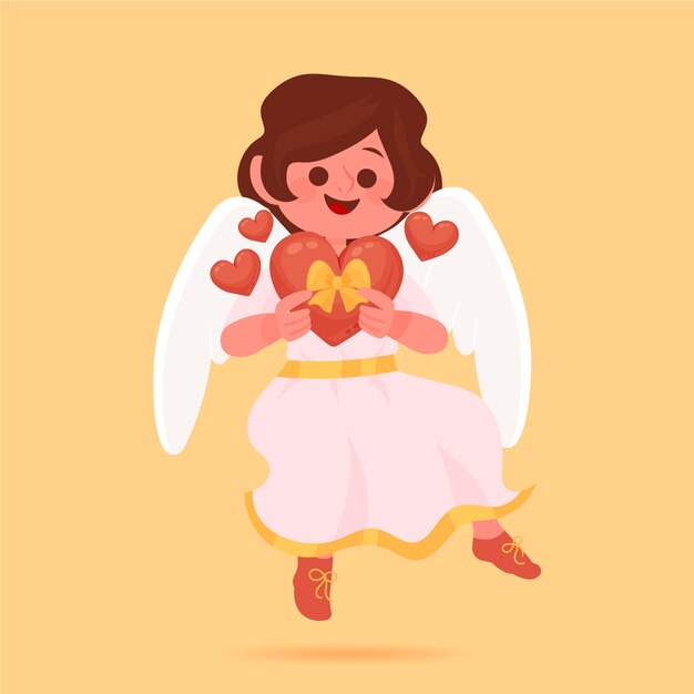 Free Vector Flat Valentines Day Cupid Or Cherub Illustration 0682