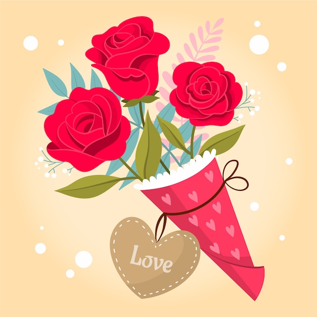 Free Vector Flat Valentine S Day Flowers Illustration