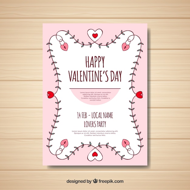 Flat valentine\'s day flyer / poster\
template