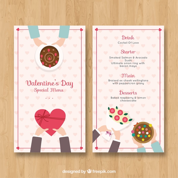 free-vector-flat-valentine-s-day-menu-template