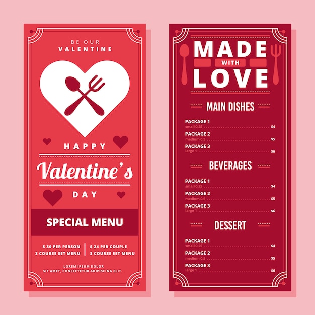 Free Valentine Menu Templates