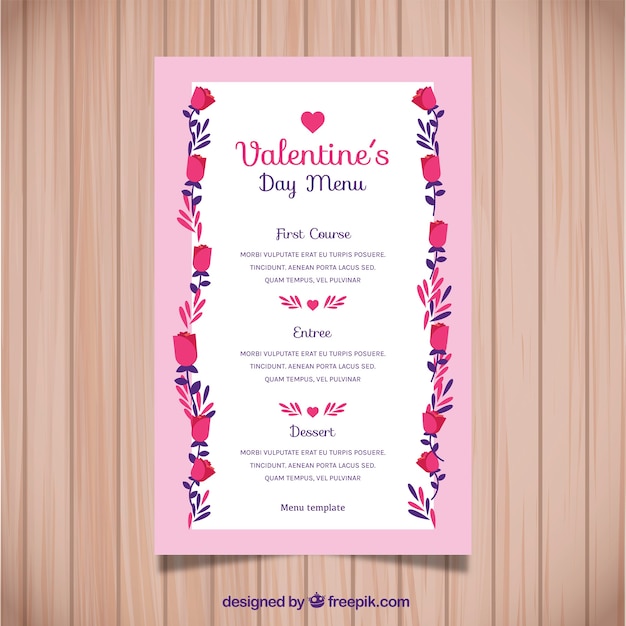 Free Vector | Flat valentine's day menu