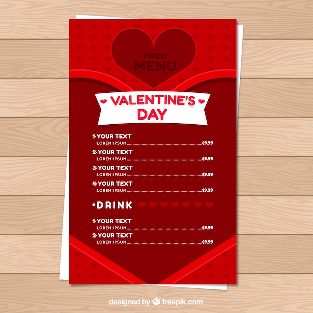 Flat valentine\'s day menu