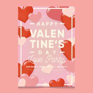 Flat Valentine s Day Party Flyer Template Vector Free Download