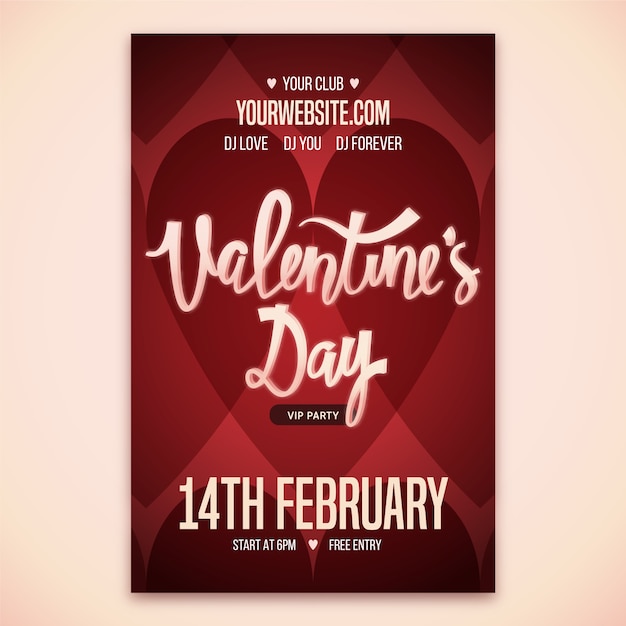 Free Vector | Flat valentine's day party poster template