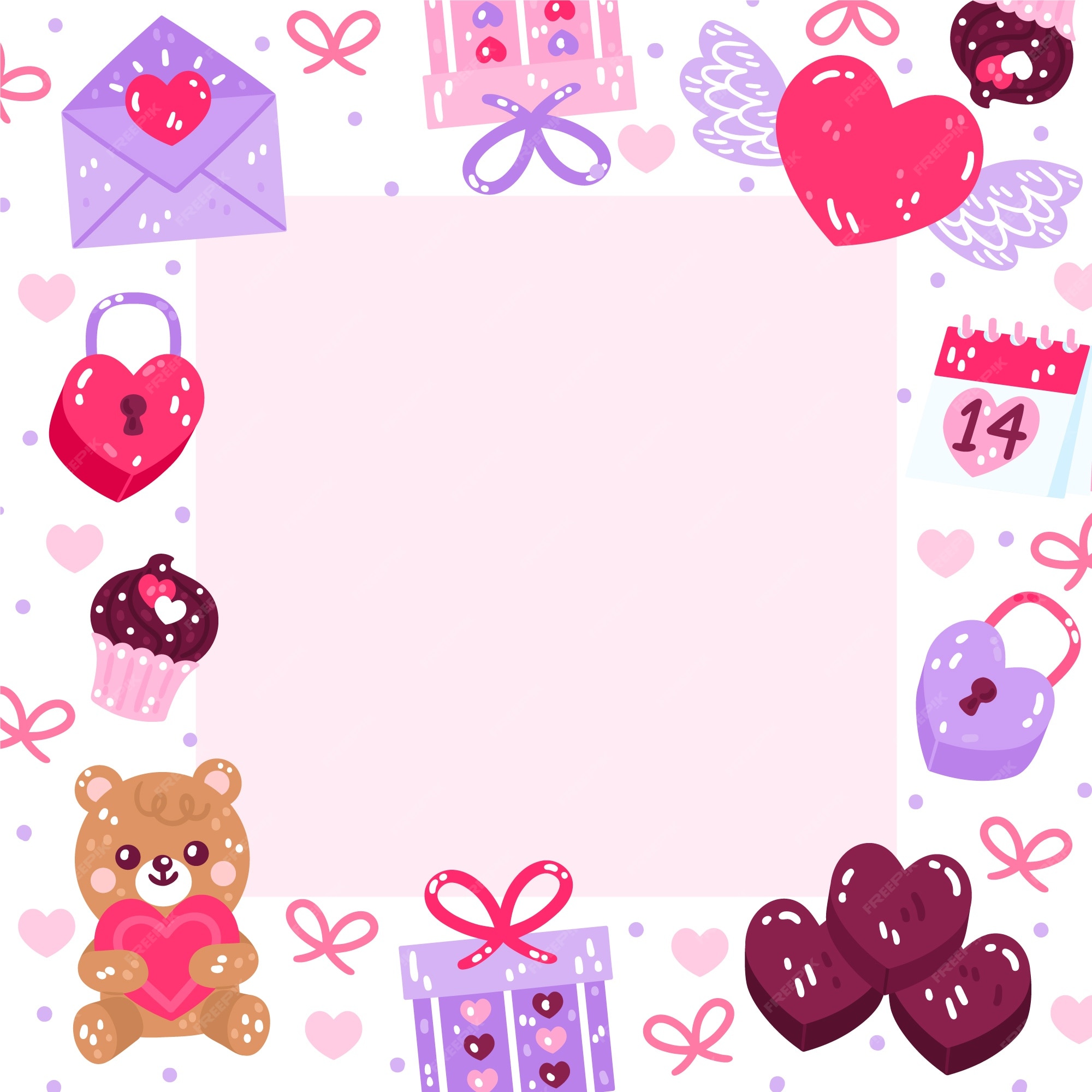 Free Vector | Flat valentine's day photo frame template