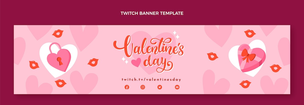 Free Vector | Flat valentine's day twitch banner