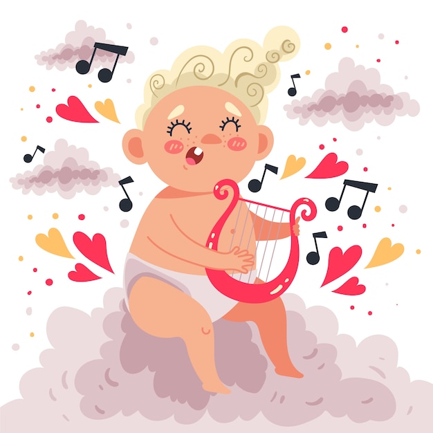 Premium Vector Flat Valentines Day Cupid Or Cherub Illustration 5936