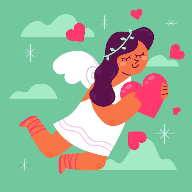 Free Vector Flat Valentines Day Cupid Illustration 7750